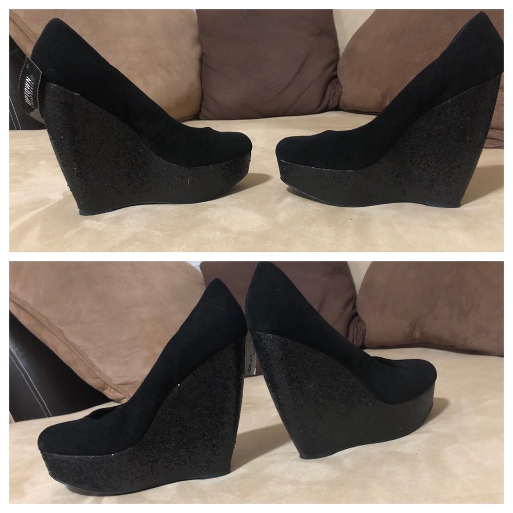 Aldo 9.5 wedges .  Suede top with glitter heel.